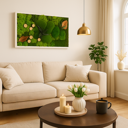 Einzigartiges Moosbild an einer Wand