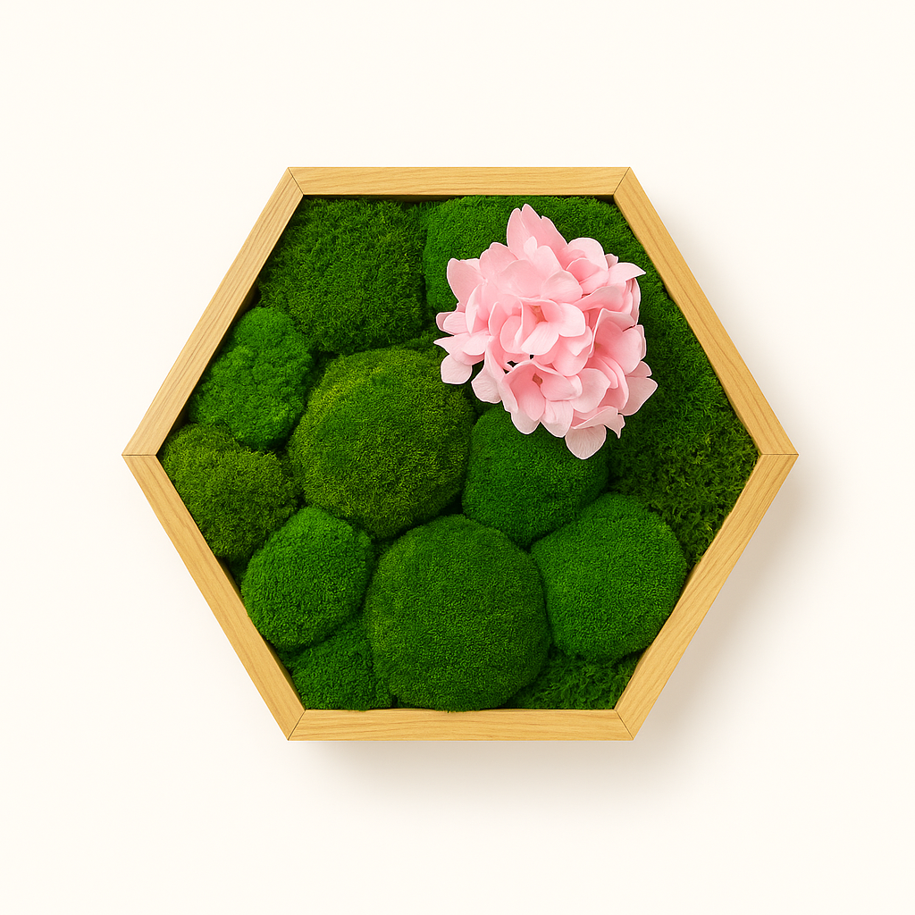 Einzigartiges Hexagonmoosbild