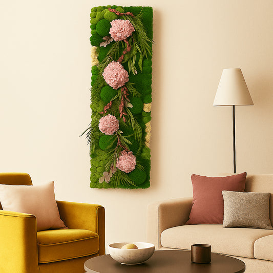 Einzigartiges XXL-Moosbild in einem Wohnzimmer von DesignmitGruen
