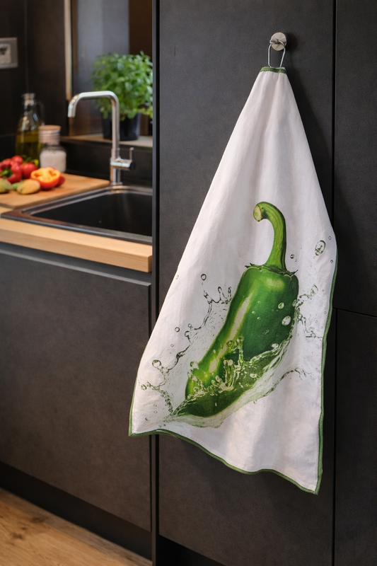 Geschirrtuch mit Chili-Motiv
