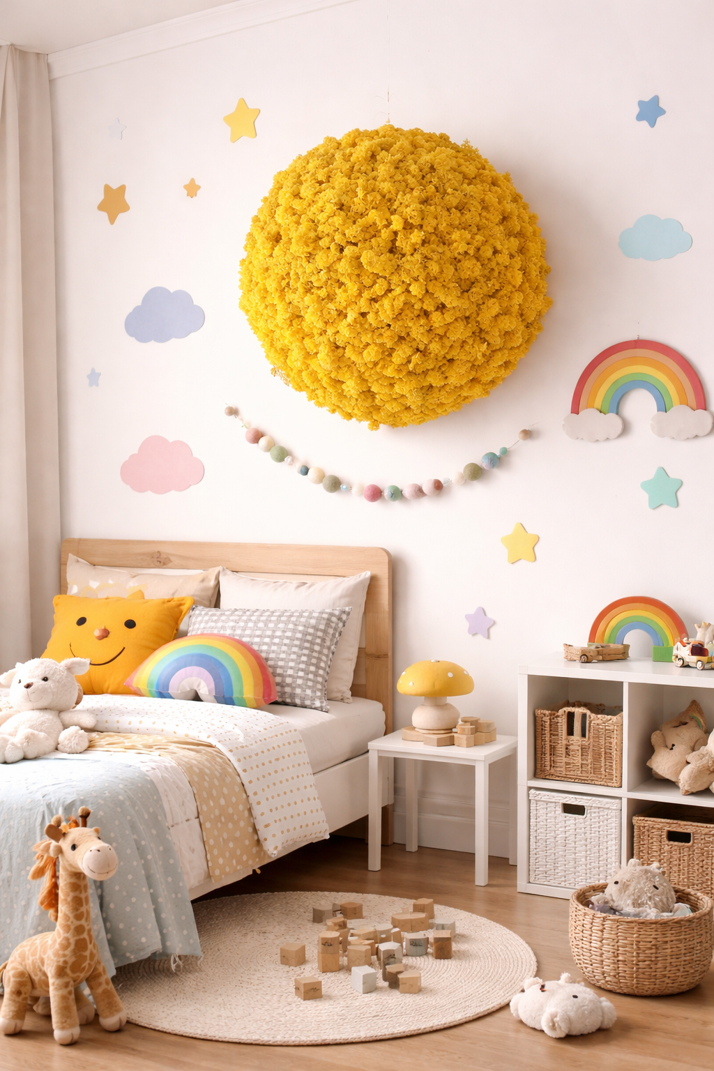 Mooskugel „Sonne“ Ø ca. 40 cm – Strahlende Wanddekoration aus konserviertem Moos