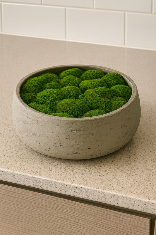 Gefäß Eyleen – Größe M | Pottery Pots | Grey Washed | mit Moos gestaltet