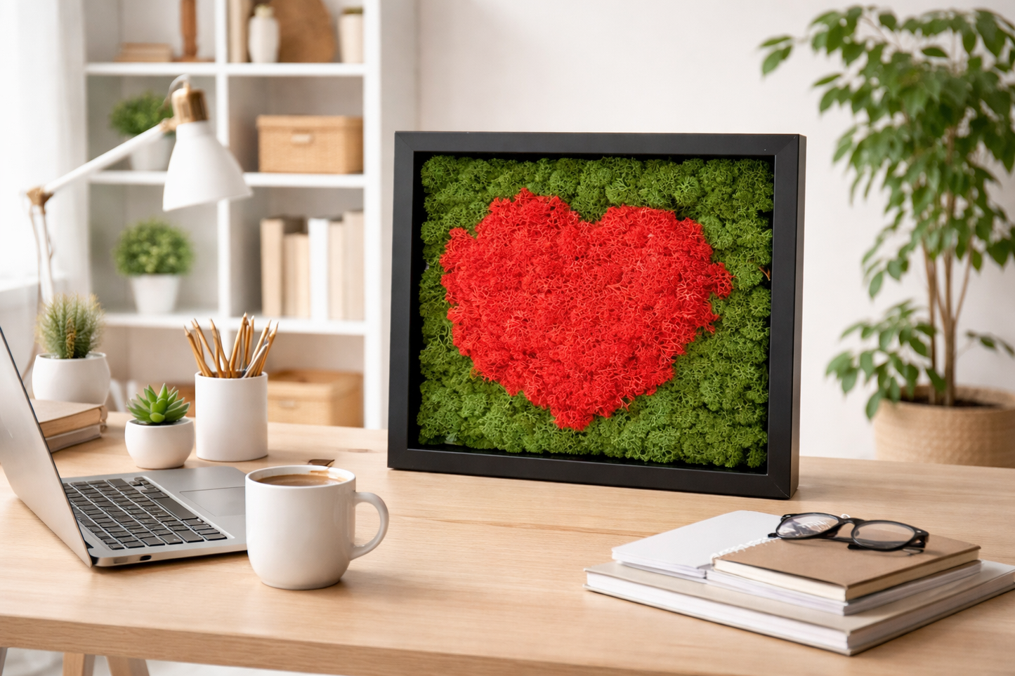 Moosbild „Herz“ – 25 × 25 cm